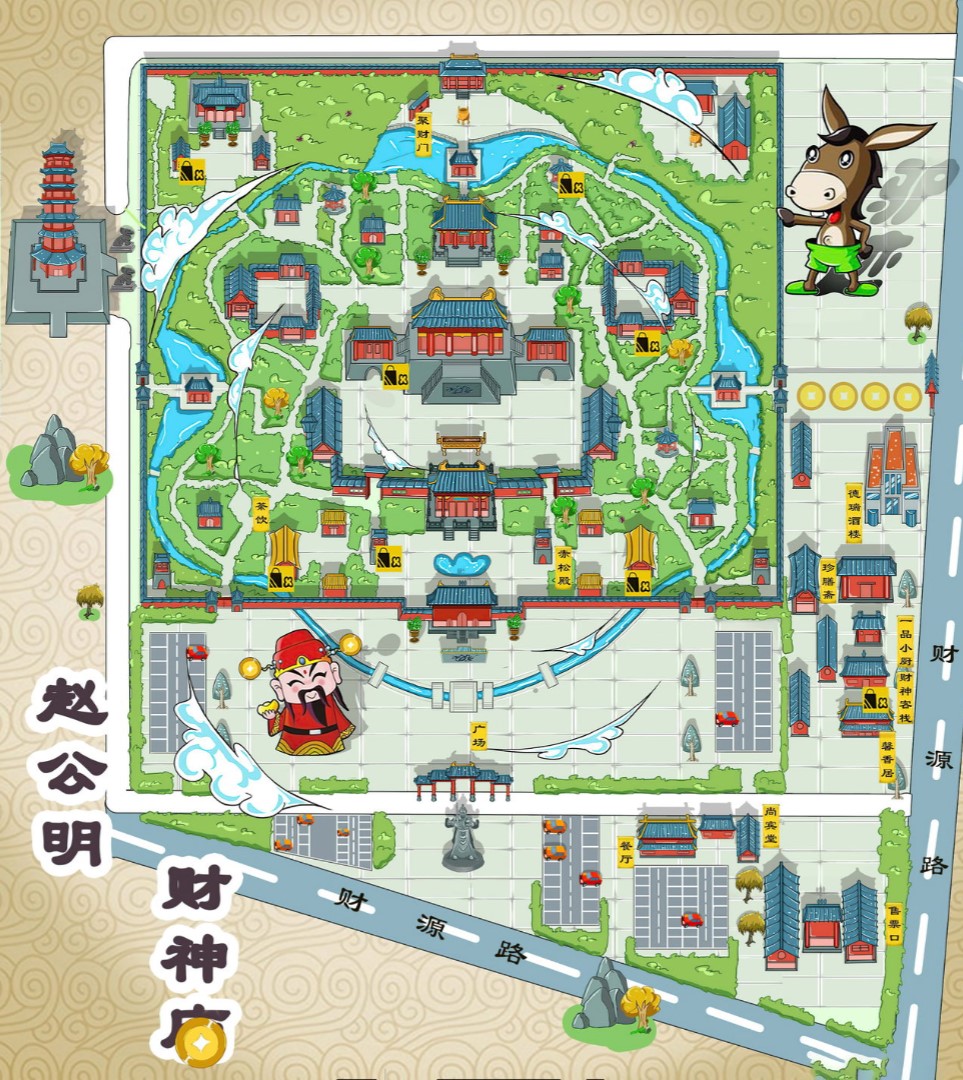 钦北寺庙类手绘地图